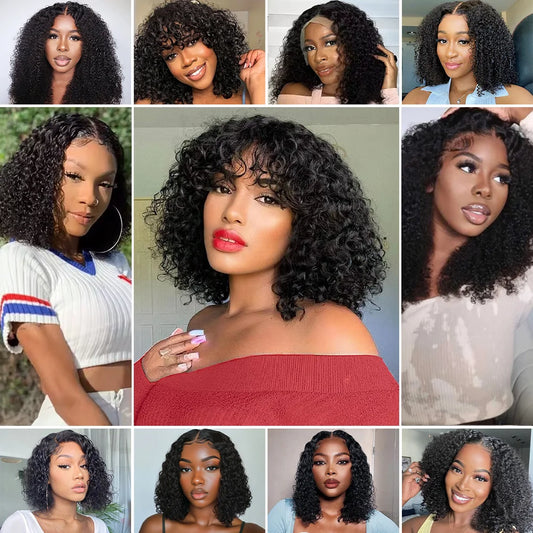 10 Inch Short Curly 13x4 Pre-Plucked Short Bob Hair Wig HD Lace Frontal Brazilian Virgin Human Hair Wigs For Woman 200 Densty