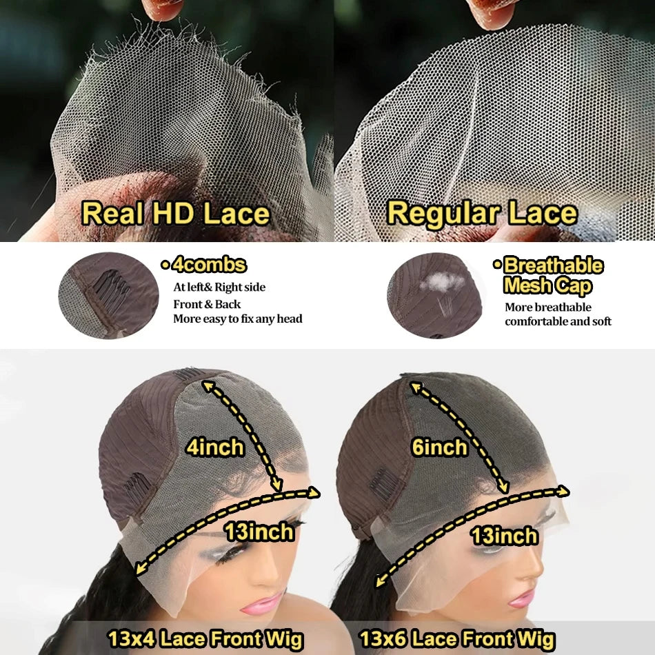30 40 Inch Body Wave Lace Front 13x6 180 200 Density Brazilian Pre Plucked HD Lace Frontal Wig 13x4 Human Hair Glueless Wigs
