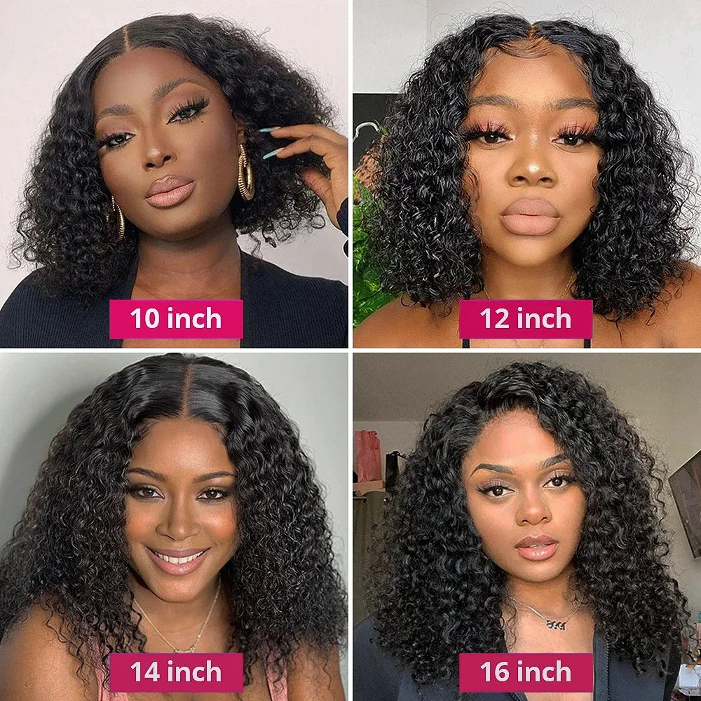 10 Inch Short Curly 13x4 Pre-Plucked Short Bob Hair Wig HD Lace Frontal Brazilian Virgin Human Hair Wigs For Woman 200 Densty