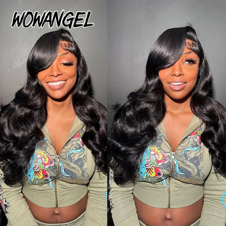 Wow Angel Body Wave 250% 13x6 HD Lace Frontal Wigs Skinlike HD Lace Front Human Hair Wigs Pre Plucked Brazilian hair For Women