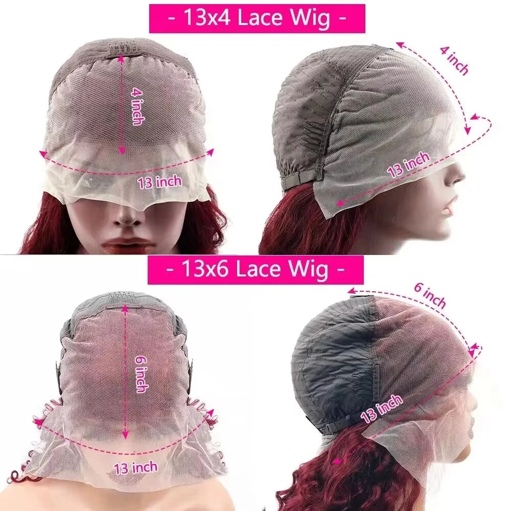 99j Burgundy Body Wave 13x4 Hd Lace Front Human Hair 13x6 HD Transparent Lace Frontal Wigs Colored Red Wig for Black Women