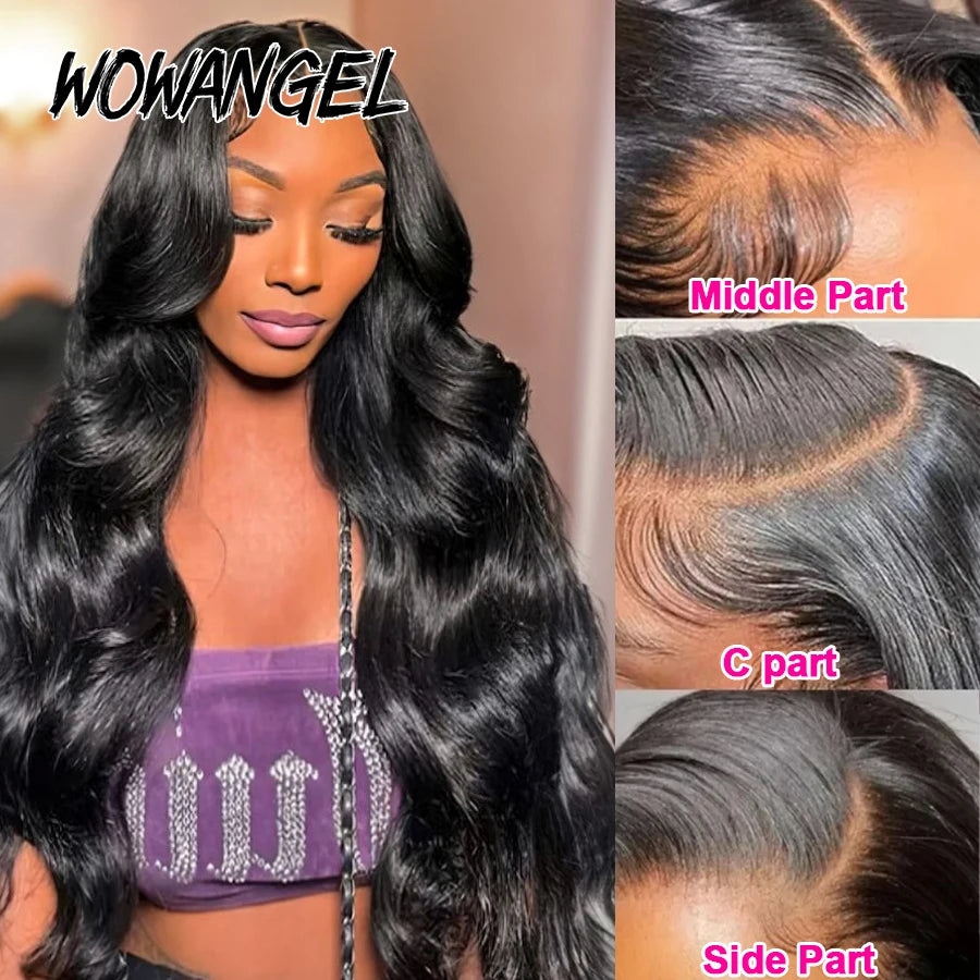 Wow Angel Body Wave 250% 13x6 HD Lace Frontal Wigs Skinlike HD Lace Front Human Hair Wigs Pre Plucked Brazilian hair For Women