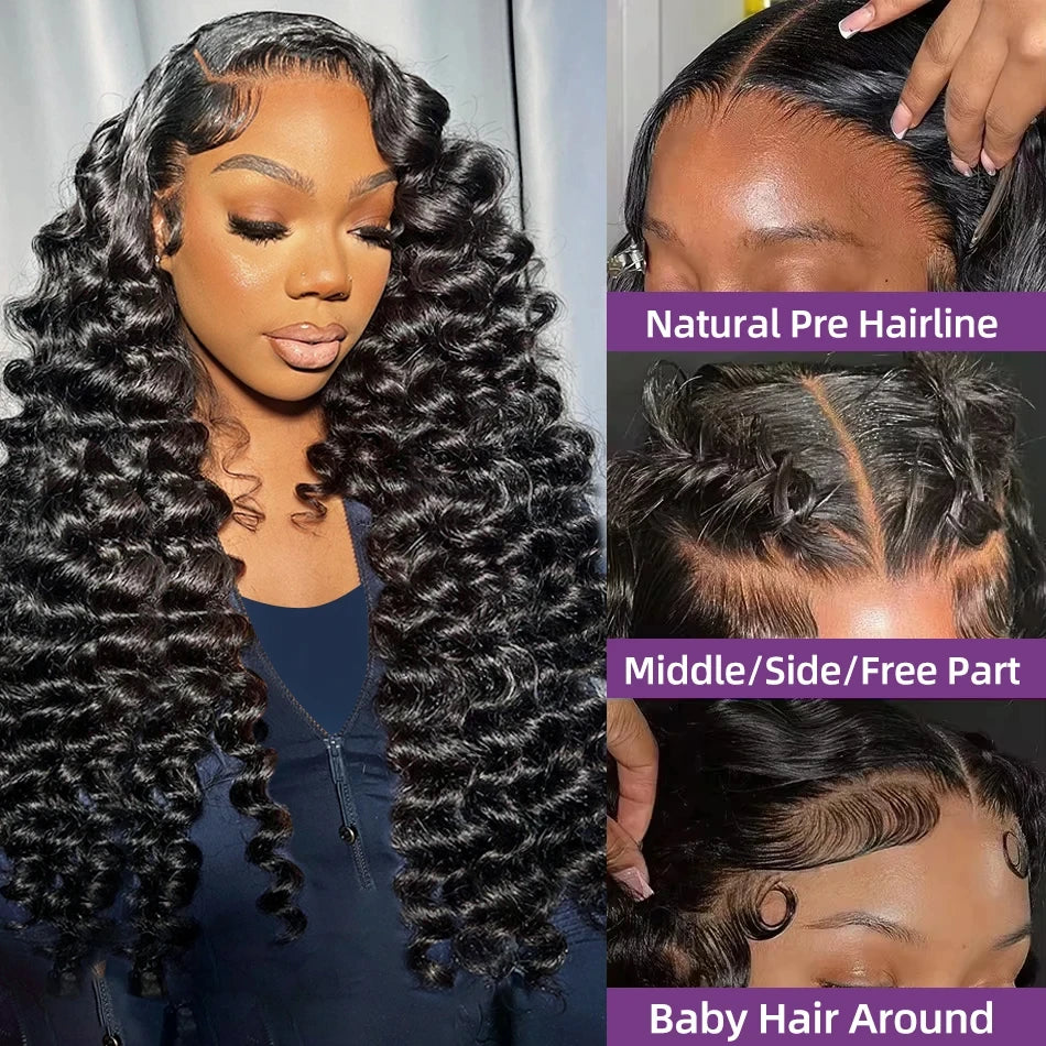 300 Density Loose Curly Wigs Human Hair HD 13x6 Lace Frontal Wigs Human Hair Deep Wave 13x4 Lace Front Wigs Human Hair for Women