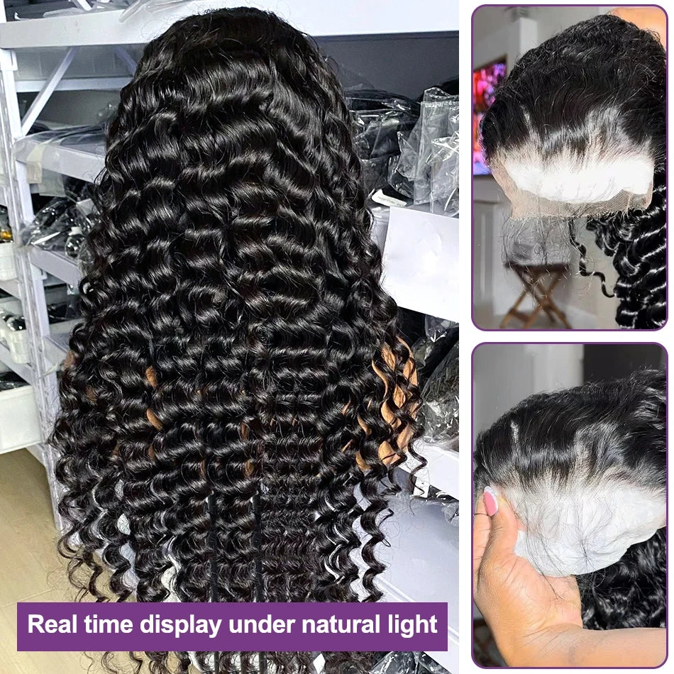 300 Density Loose Curly Wigs Human Hair HD 13x6 Lace Frontal Wigs Human Hair Deep Wave 13x4 Lace Front Wigs Human Hair for Women