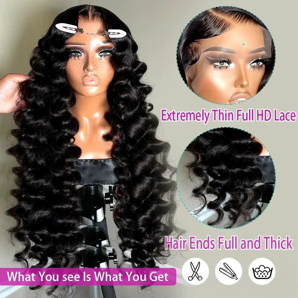 300 Density Loose Curly Wigs Human Hair HD 13x6 Lace Frontal Wigs Human Hair Deep Wave 13x4 Lace Front Wigs Human Hair for Women