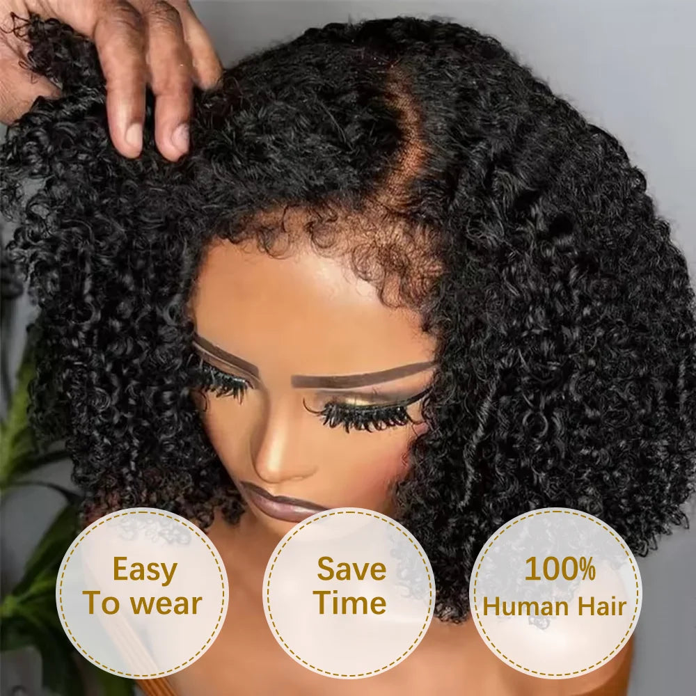 10 Inch Short Curly 13x4 Pre-Plucked Short Bob Hair Wig HD Lace Frontal Brazilian Virgin Human Hair Wigs For Woman 200 Densty