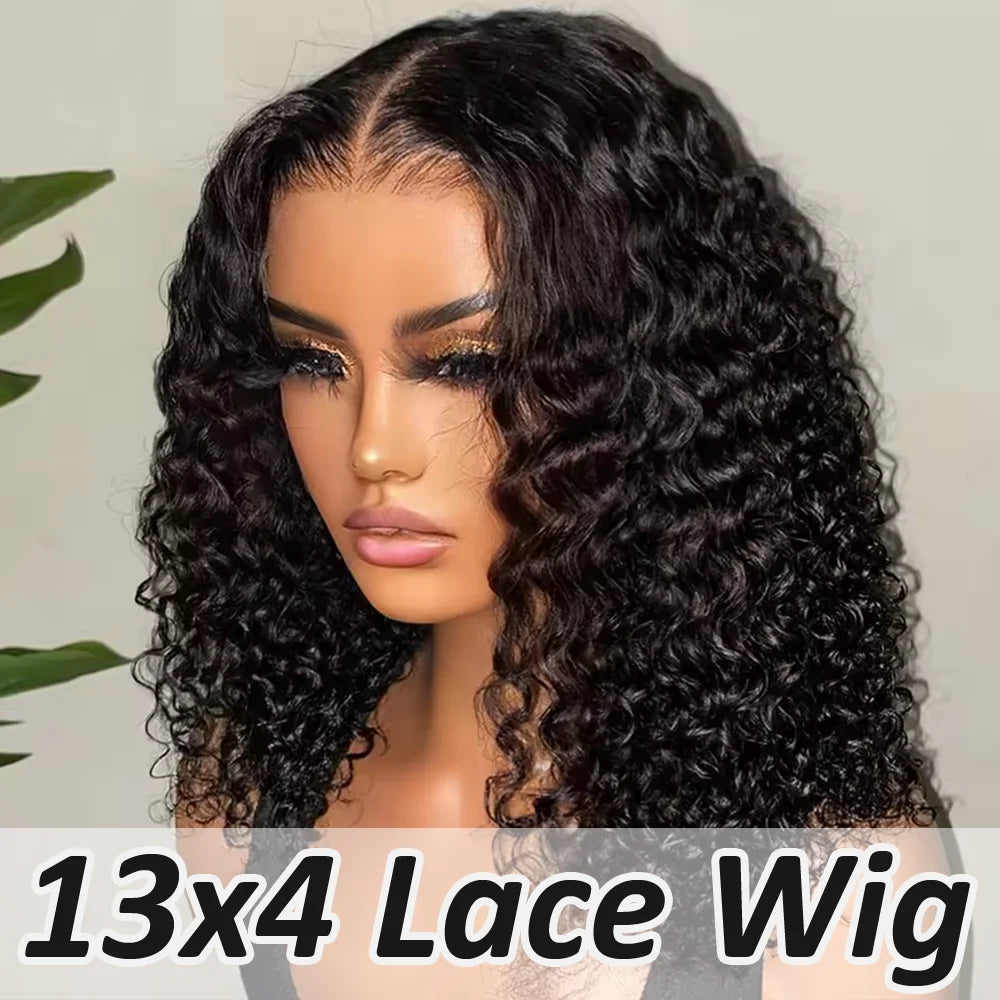 10 Inch Short Curly 13x4 Pre-Plucked Short Bob Hair Wig HD Lace Frontal Brazilian Virgin Human Hair Wigs For Woman 200 Densty