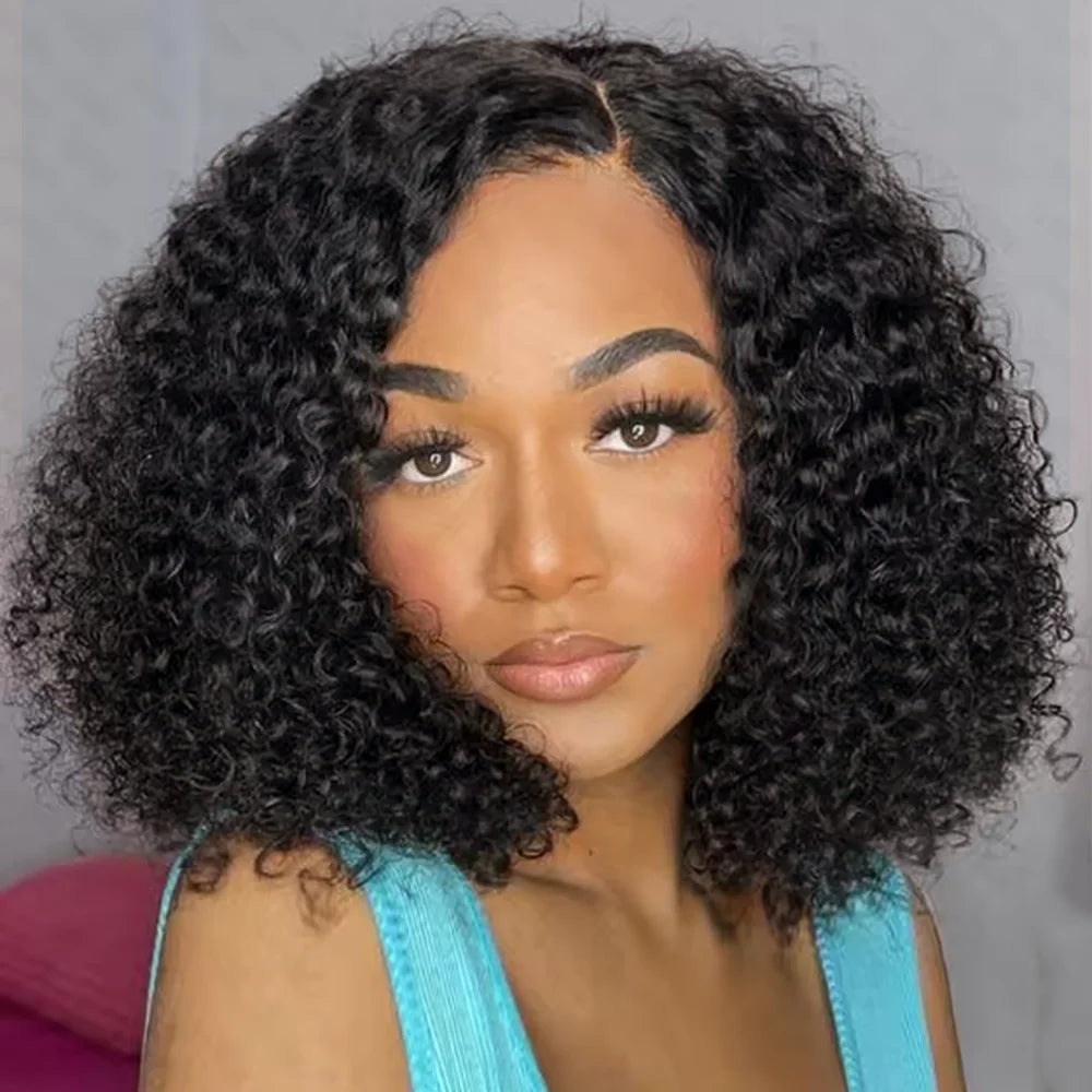 10 Inch Short Curly 13x4 Pre-Plucked Short Bob Hair Wig HD Lace Frontal Brazilian Virgin Human Hair Wigs For Woman 200 Densty