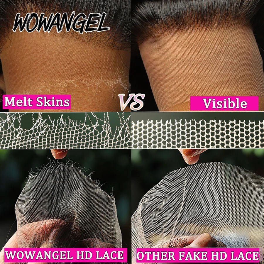 Wow Angel 250% 13x6 HD Lace Frontal Wigs Straight Deep Part HD Lace Front Human Hair Wigs Pre Plucked Brazilian hair For Women