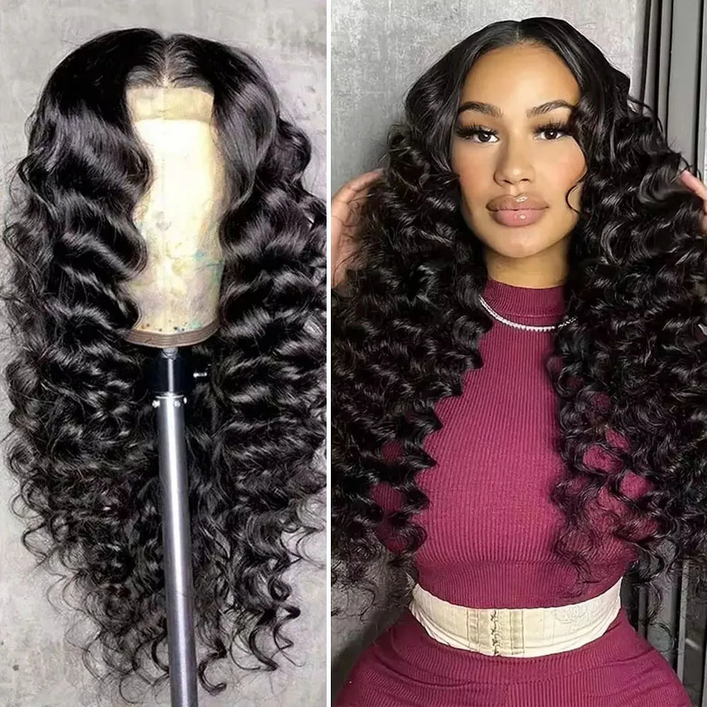 300 Density Loose Curly Wigs Human Hair HD 13x6 Lace Frontal Wigs Human Hair Deep Wave 13x4 Lace Front Wigs Human Hair for Women